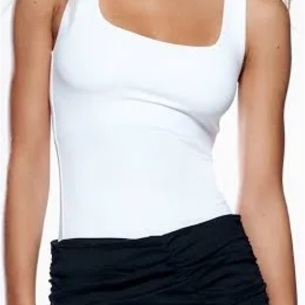 ZARA White Square Neck Tank